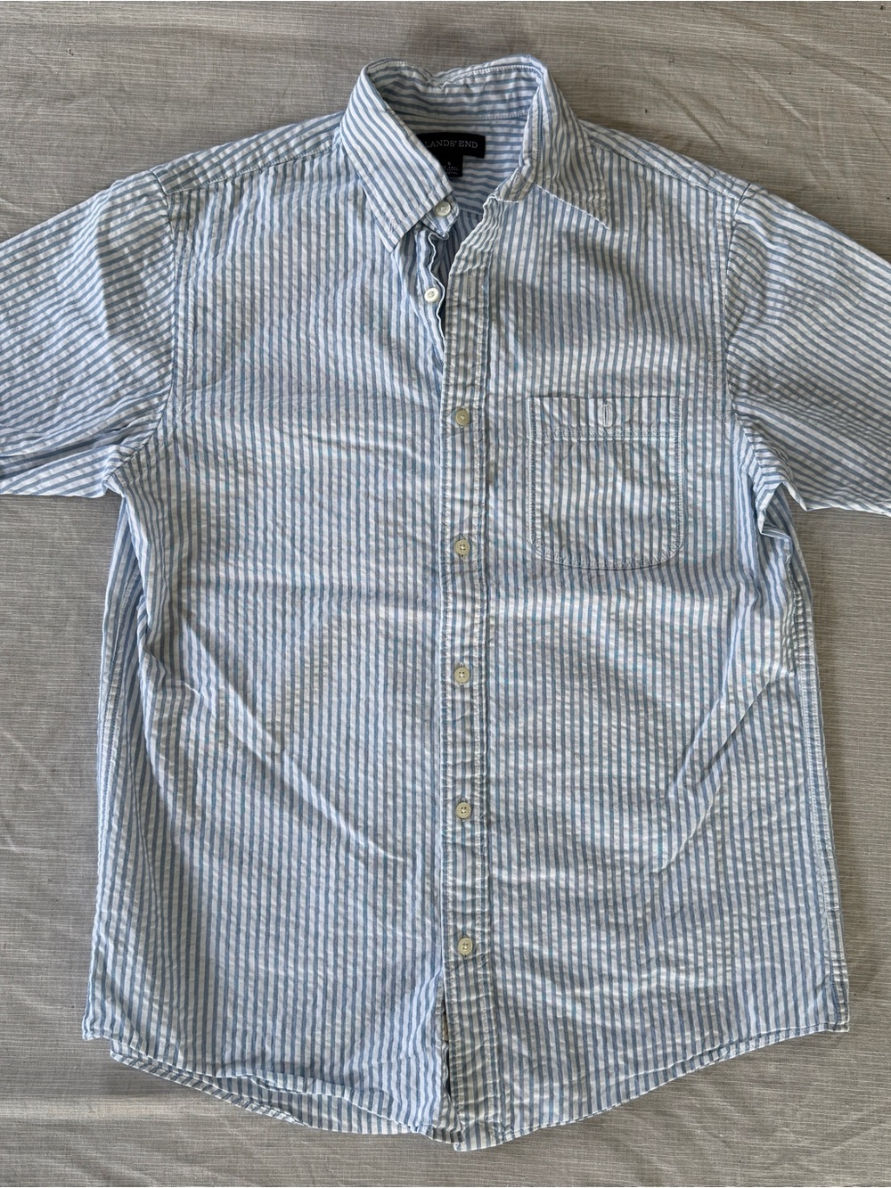 Blue Striped Seersucker Shirt